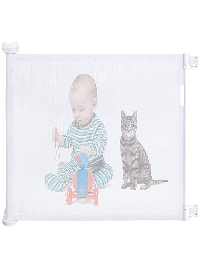 HEVASNEK Retractable Baby Gate - 34” Tall, Extends to 55” Wide, Extra Wide Safety Gate for Kids & Pets | Indoor/Outdoor Child Safety Gate for Stairs, Doorways & Hallways Pack of 1 - Image 1
